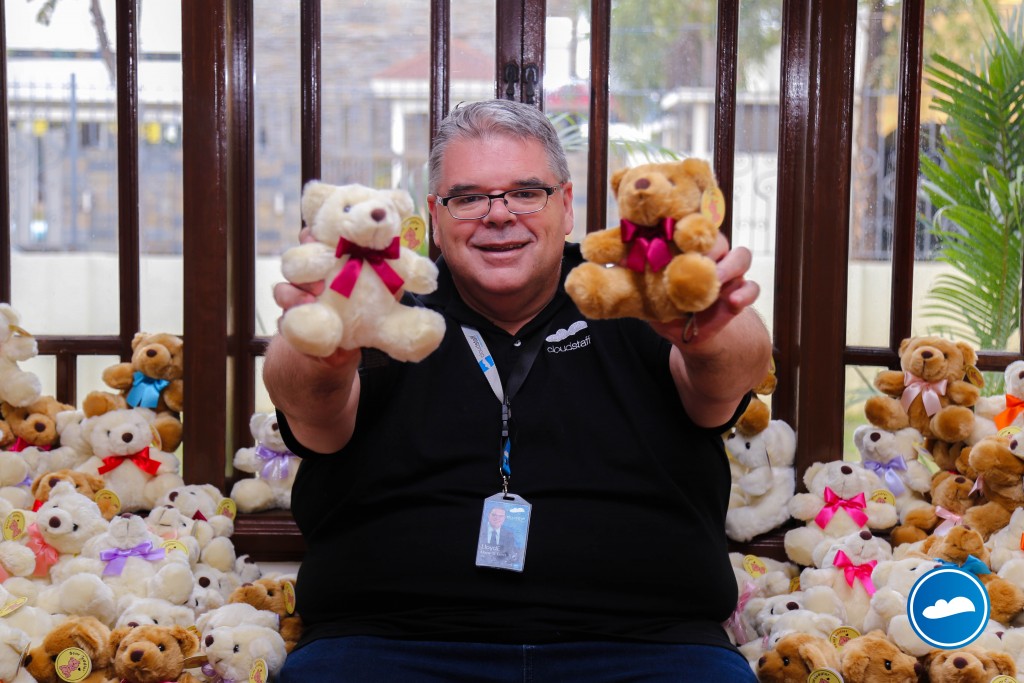 Lloyd with teddys