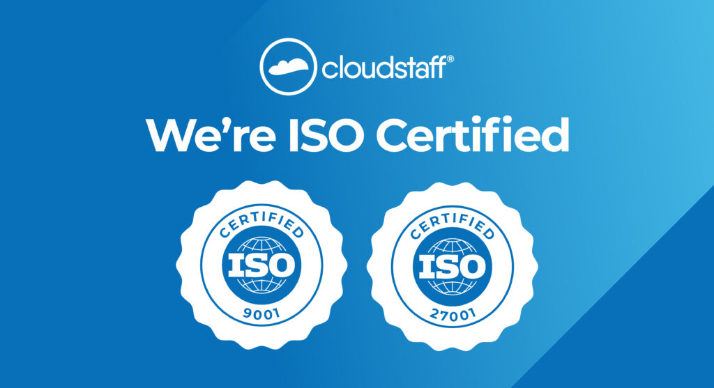 Image of ISO 9001 and ISO 27001 certificates with text that reads - We're ISO certified