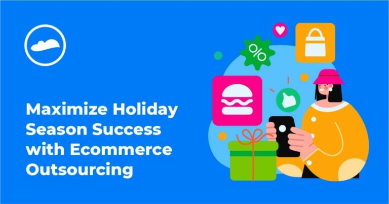 A graphic art of a woman using her phone for online shopping