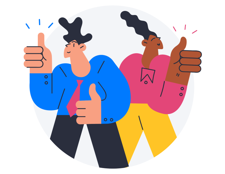 Illustration of two people doing thumbs up