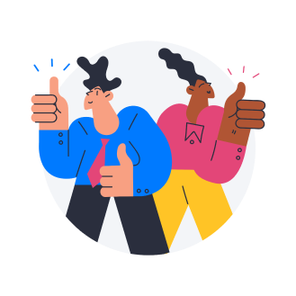 Illustration of two people doing thumbs up