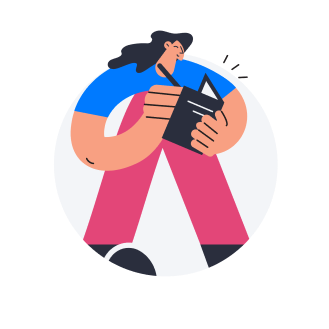Illustration of a woman writing something in her notebook