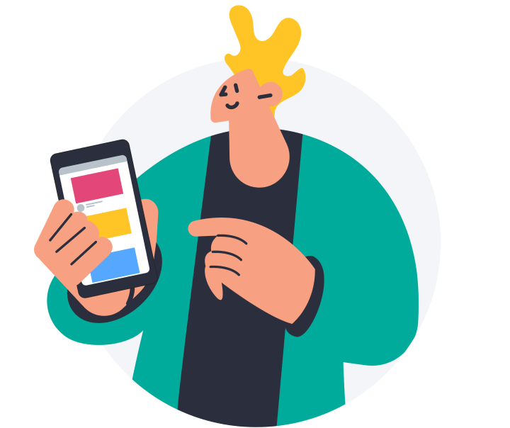 Illustration of a man holding a mobile phone
