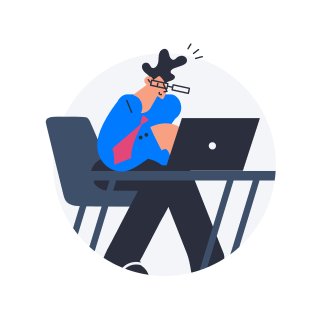 Illustration of a man working on his laptop