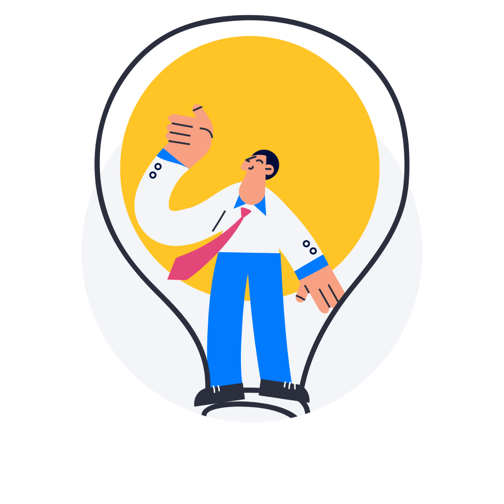 an animated man inside a lightbulb