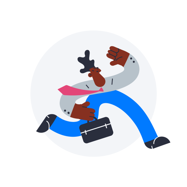 an animation of a man holding a briefcase running