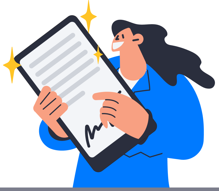 a female animation holding a tablet with text at the bottom saying "download a custom remote staffing business case tailored to your hiring needs." and a green button that says get for free