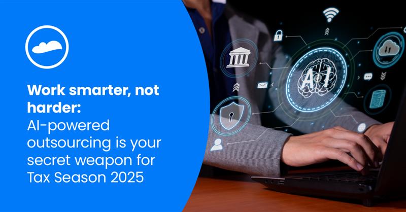 A person typing on a computer with AI logos floating around